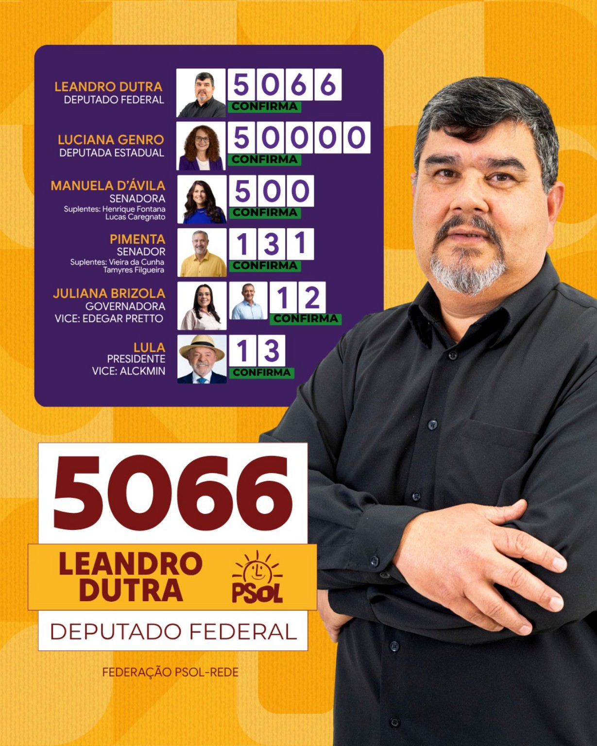 Material visual da campanha de Leandro Dutra